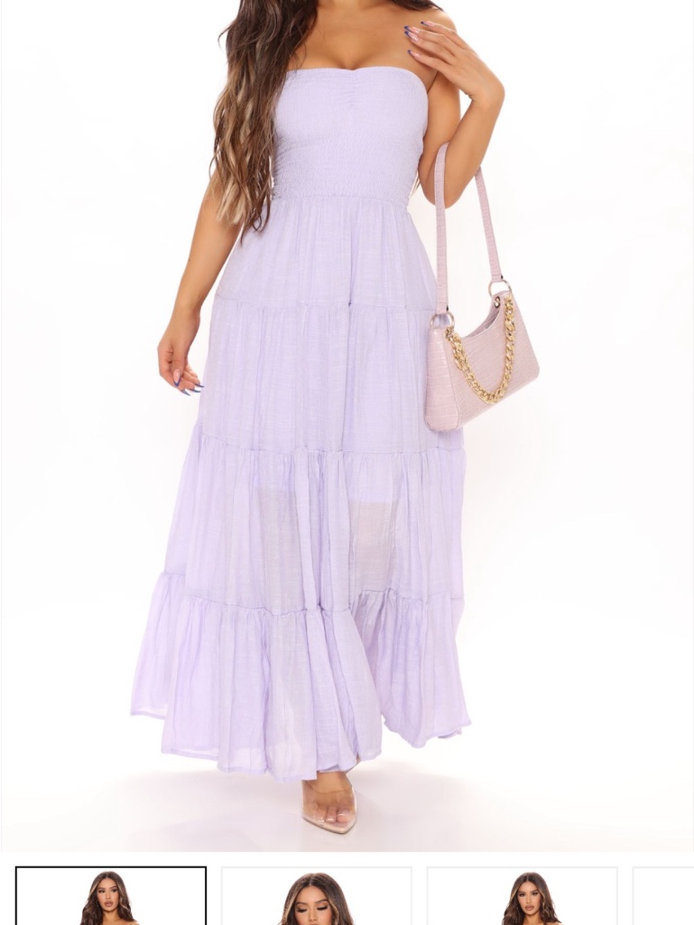 Strapless Lavender Maxi Dress